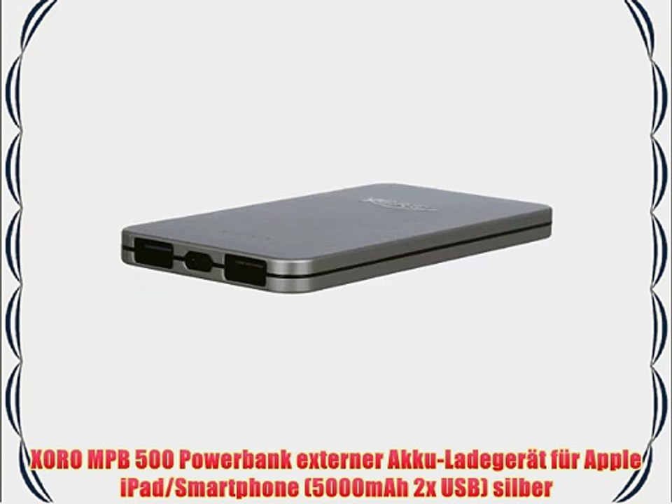 XORO MPB 500 Powerbank externer Akku-Ladeger?t f?r Apple iPad/Smartphone (5000mAh 2x USB) silber