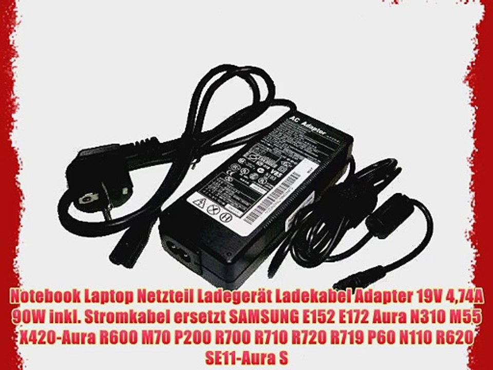 Notebook Laptop Netzteil Ladeger?t Ladekabel Adapter 19V 474A 90W inkl. Stromkabel ersetzt