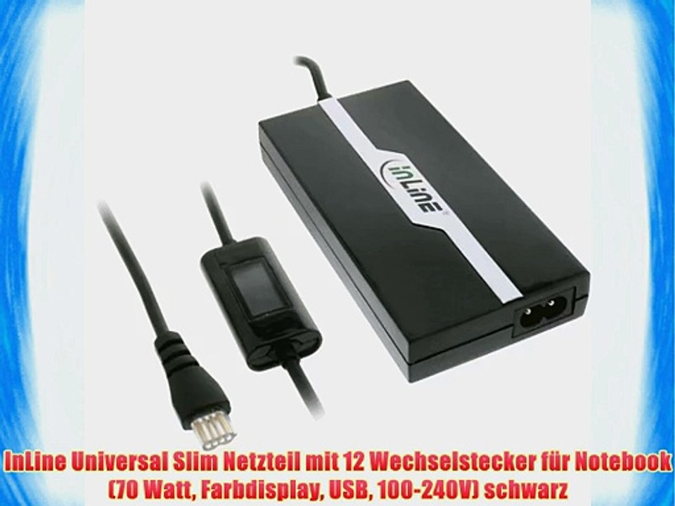 InLine Universal Slim Netzteil mit 12 Wechselstecker f?r Notebook (70 Watt Farbdisplay USB