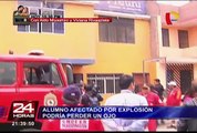 Alumno afectado por explosión en Comas podría perder un ojo