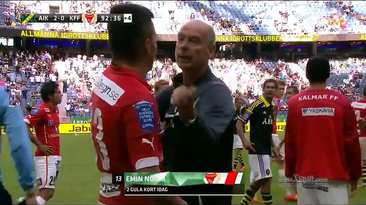 Emin Nouri sparkar ner Nabil Bahoui och det blir kaos (AIK - Kalmar ff)