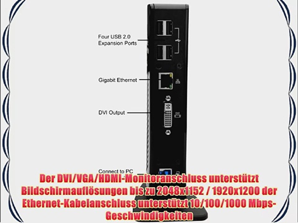 Plugable? USB 3.0 Universelle Notebook-Dockingstation mit DisplayLink DVI/VGA bis zu 2048x1152