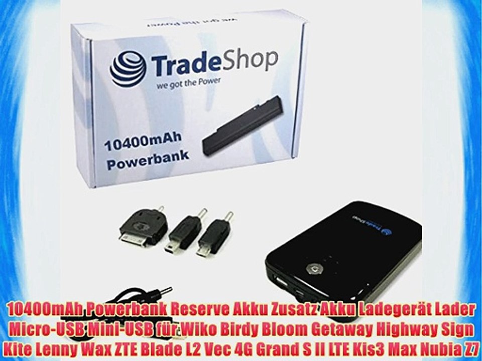 10400mAh Powerbank Reserve Akku Zusatz Akku Ladeger?t Lader Micro-USB Mini-USB f?r Wiko Birdy
