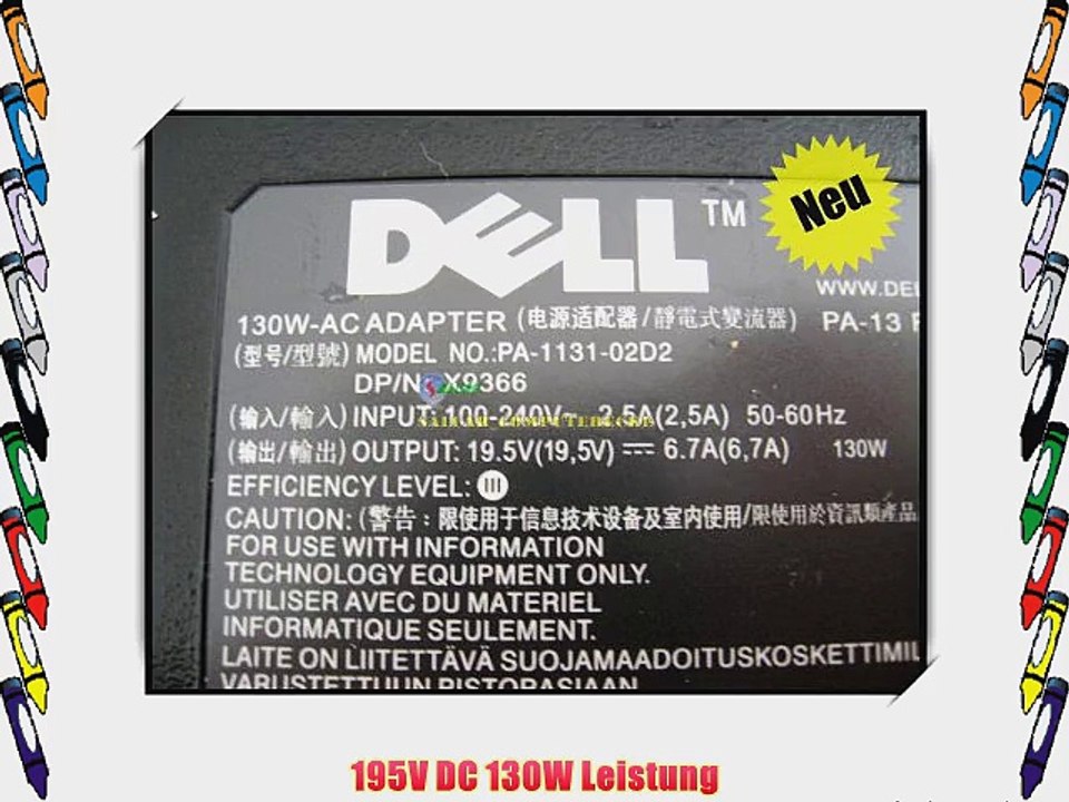 IU ORIGINAL Dell PA-13 Netzteil 195V 67A 130 Watt f?r Latitude und Inspiron Notebooks (74x50