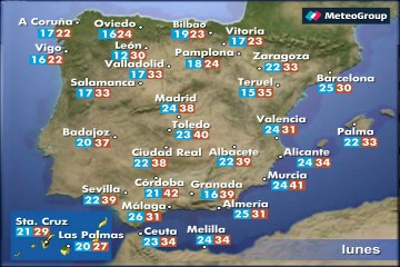 Previsión del tiempo para este lunes 27 de julio