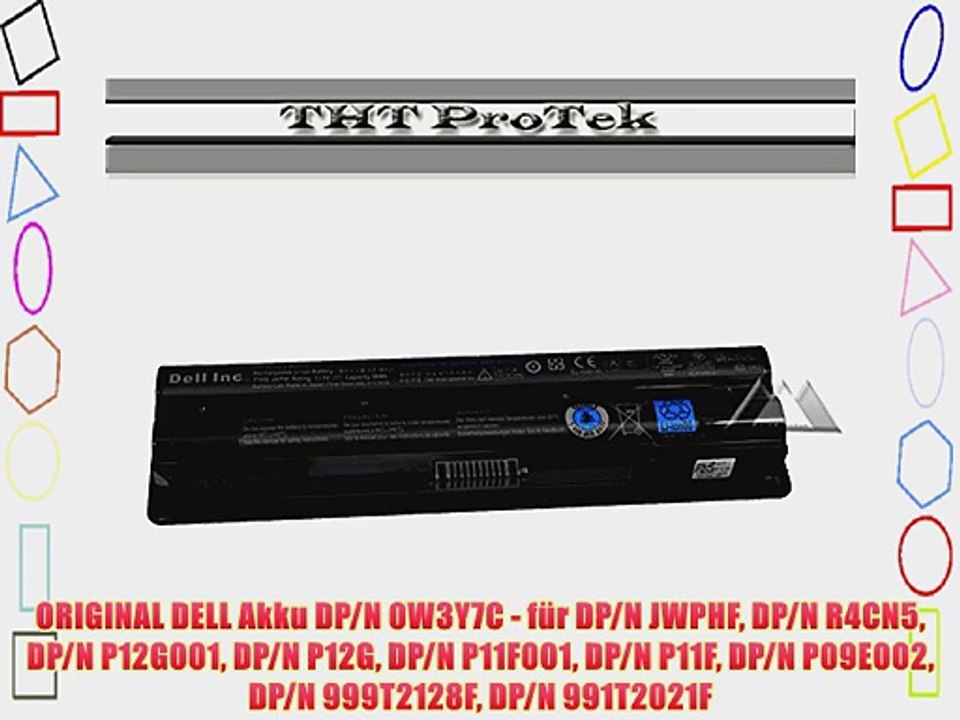 ORIGINAL DELL Akku DP/N 0W3Y7C - f?r DP/N JWPHF DP/N R4CN5 DP/N P12G001 DP/N P12G DP/N P11F001