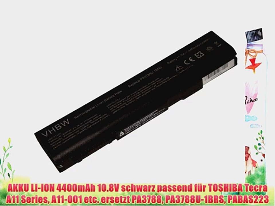 AKKU LI-ION 4400mAh 10.8V schwarz passend f?r TOSHIBA Tecra A11 Series A11-001 etc. ersetzt