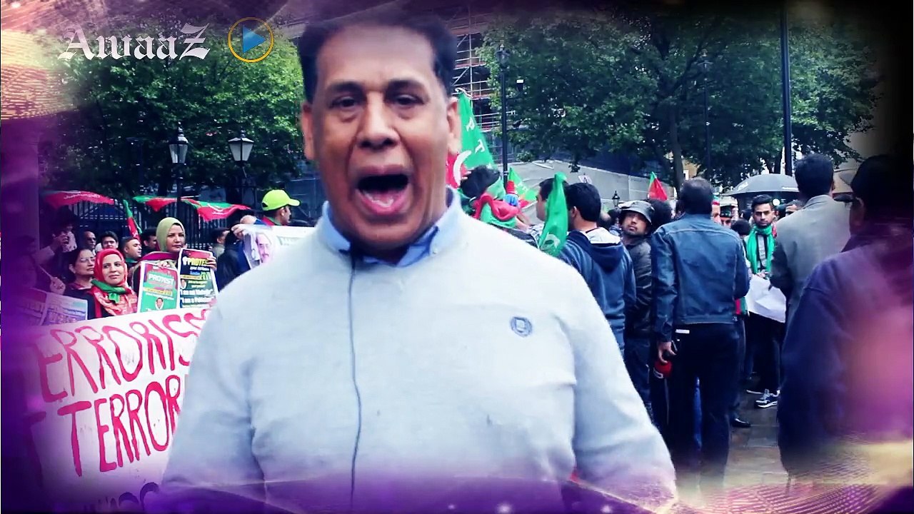 Chairman Pakistan Patriotic front UK,Tariq Mehmood protesting aganist MQM in front of 10 Downing street