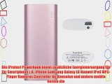 iProtect 13000mAh Power Bank Externer Akku Pack und Ladeger?t in metallic rosa f?r Smartphones