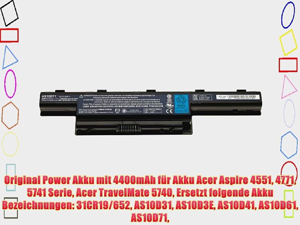 Original Power Akku mit 4400mAh f?r Akku Acer Aspire 4551 4771 5741 Serie Acer TravelMate 5740