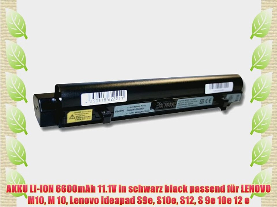 AKKU LI-ION 6600mAh 11.1V in schwarz black passend f?r LENOVO M10 M 10 Lenovo Ideapad S9e S10e