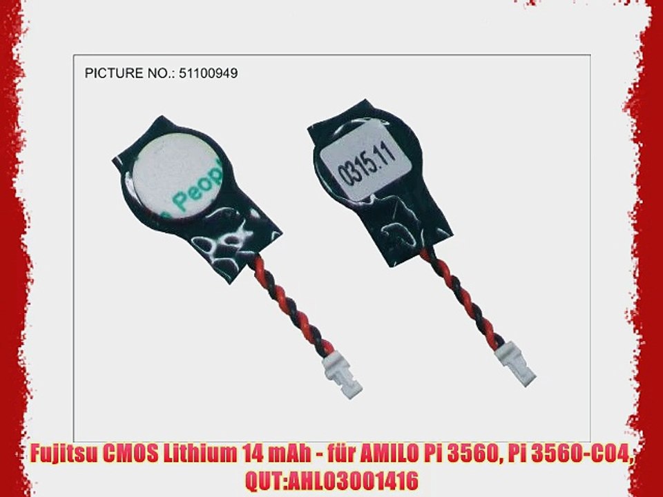 Fujitsu CMOS Lithium 14 mAh - f?r AMILO Pi 3560 Pi 3560-C04 QUT:AHL03001416
