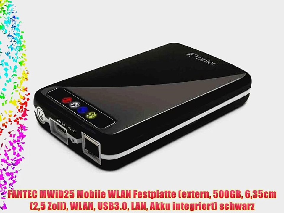 FANTEC MWiD25 Mobile WLAN Festplatte (extern 500GB 635cm (25 Zoll) WLAN USB3.0 LAN Akku integriert)