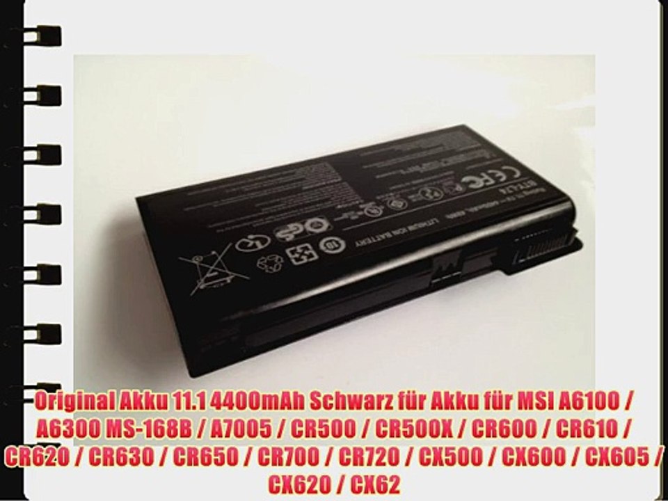 Original Akku 11.1 4400mAh Schwarz f?r Akku f?r MSI A6100 / A6300 MS-168B / A7005 / CR500 /