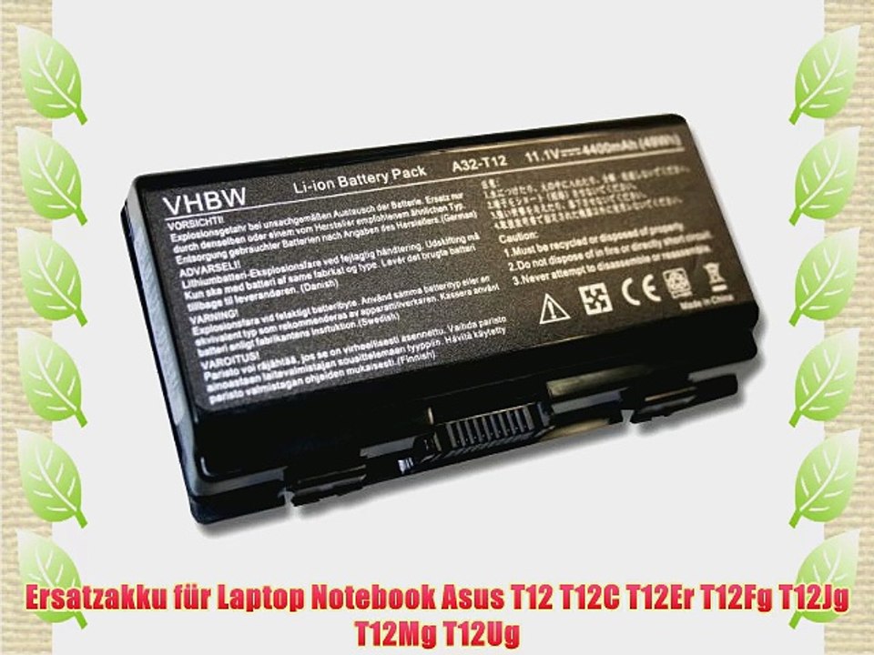 vhbw Li-Ion Akku 4400mAh (11.1V) f?r Notebook Laptop Asus T12 T12C T12Er T12Fg T12Jg T12Mg