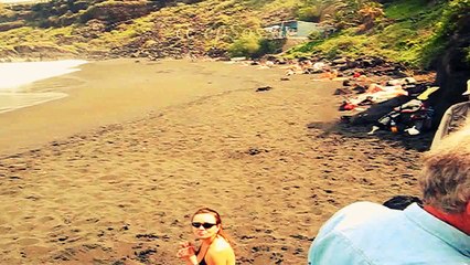 Black Sand Beach of Playa el Bollullo in Tenerife of Spain