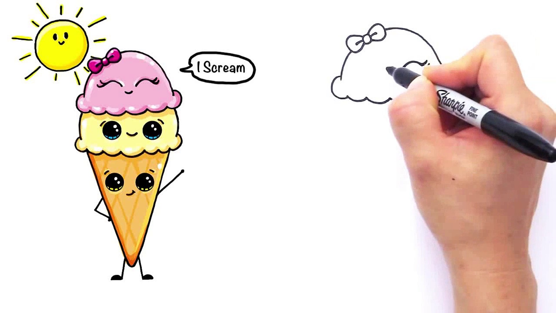 How To Draw Cartoon Ice Cream On A Cone Cute And Easy Video Dailymotion