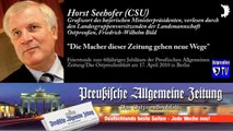 Horst Seehofer (CSU): Die Macher dieser Zeitung gehen neue Wege - 60 Jahre PAZ