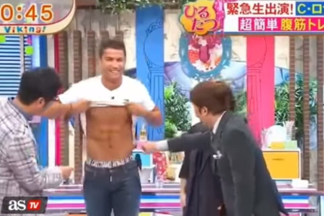 Cristiano Ronaldo Shows His Abs in Japanese TV Show
