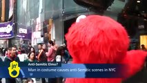 Crazy Anti-Semitic Elmo Harrasses in Times Square, New York: Elmo's Anti-Semitism Unwelcome