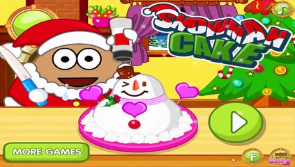 Pou Christmas Snowman Cake - Funny Pou Christmas Baby Games
