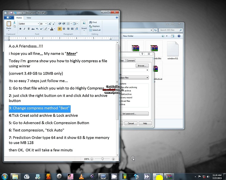 how to highly compress a file using winrar tutorial