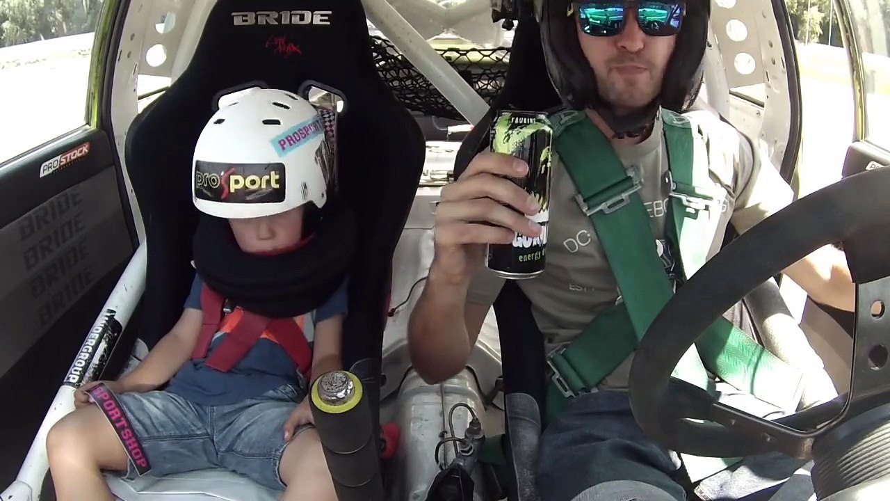 Little Boy loves Drifting In A Car With His Dad!