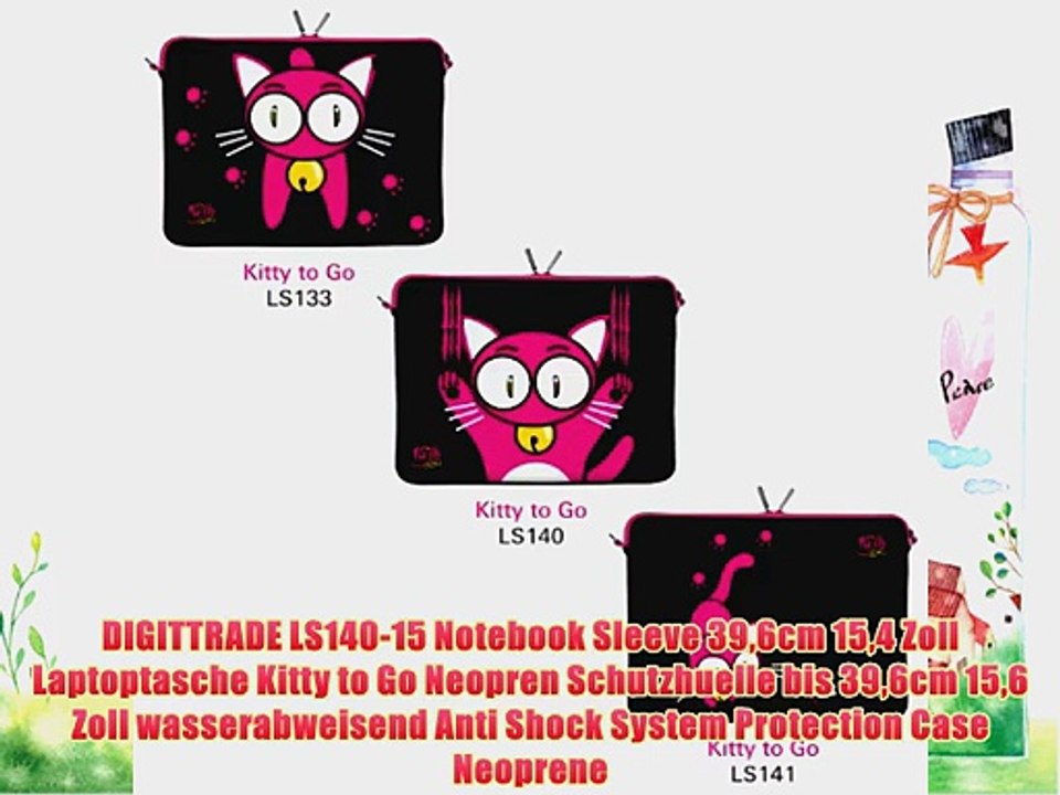 DIGITTRADE LS140-15 Notebook Sleeve 396cm 154 Zoll Laptoptasche Kitty to Go Neopren Schutzhuelle