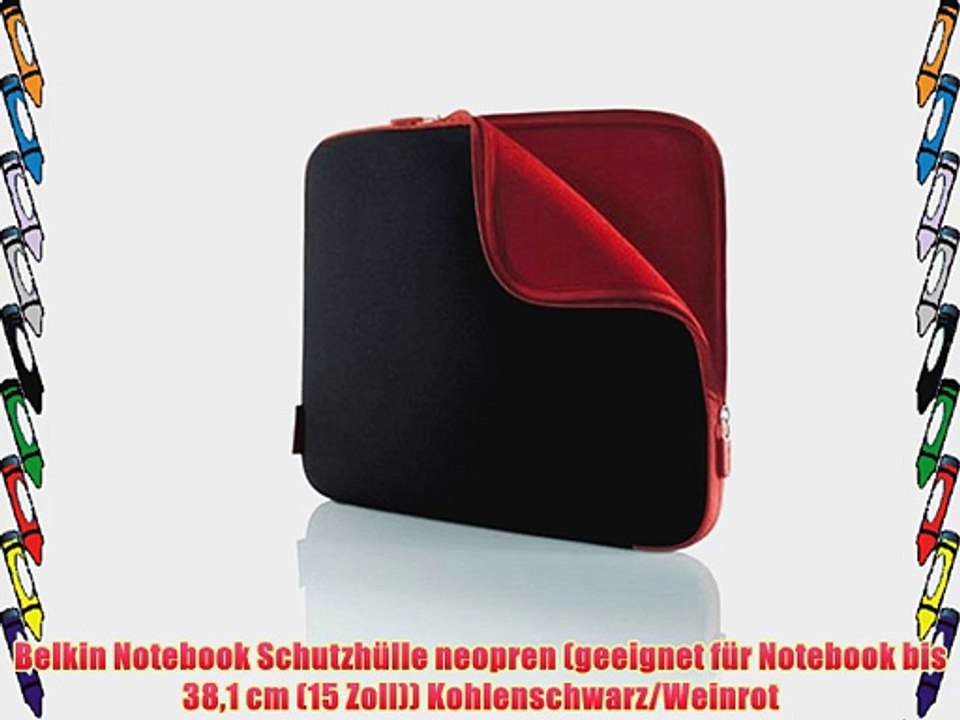 Belkin Notebook Schutzh?lle neopren (geeignet f?r Notebook bis 381 cm (15 Zoll)) Kohlenschwarz/Weinrot