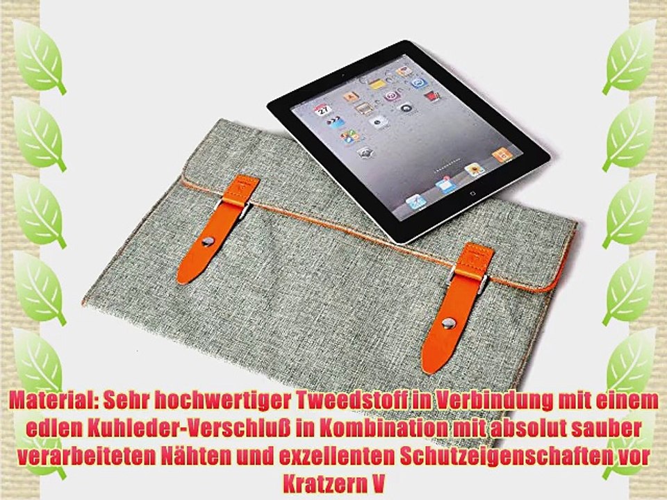 97-102 Zoll Tablet PC Tweedstoff Tasche H?lle Sleeve Schutzh?lle Smart Cover mit Kuhleder-Verschluss