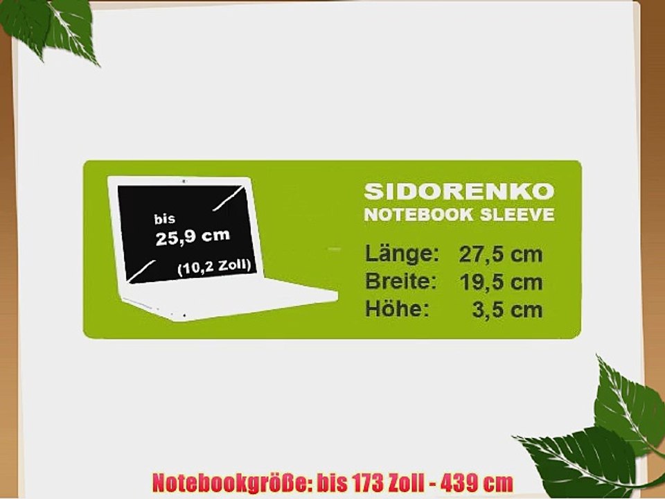 Sidorenko Designer Laptoptasche Notebooktasche Sleeve Gr??e 439cm von 17 bis 173 Zoll Neopren