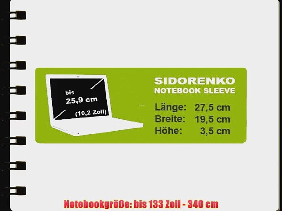 Sidorenko Designer Laptoptasche Notebooktasche Sleeve Gr??e 340 cm von 13 bis 133 Zoll Neopren