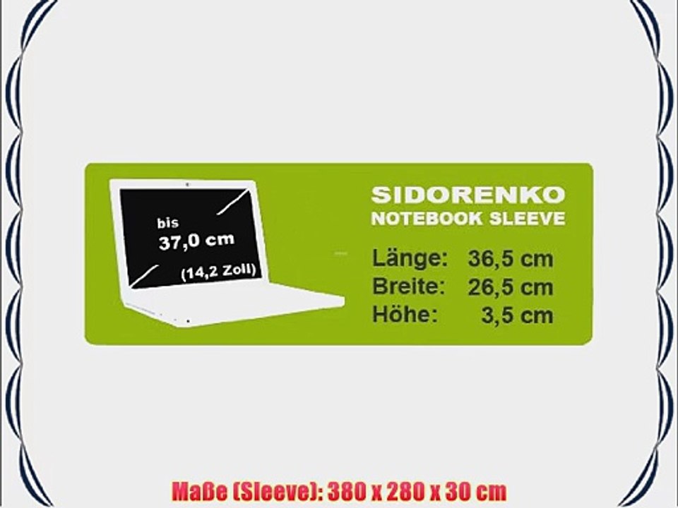 Sidorenko Designer Laptoptasche Notebooktasche Sleeve Gr??e 370 cm von 14 bis 142 Zoll Neopren