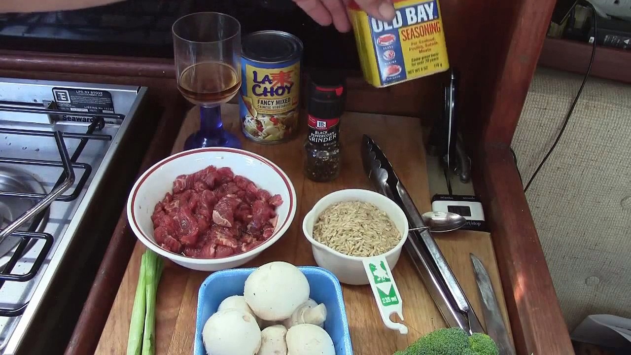 Beef and Broccoli stir fry cooking on board