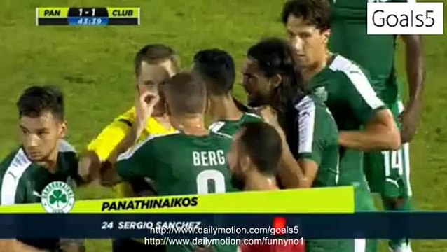 Sergio Sanchez RED Card Panathinaikos Athens 1 - 1 Club Brugge Champions League 28-7-2015