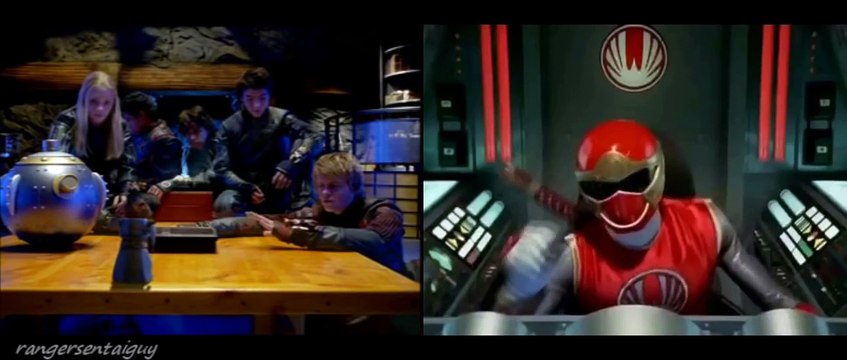 Power Rangers Ninja Storm Green Samurai Ranger First Appearance Split Screen (US and Japan version)