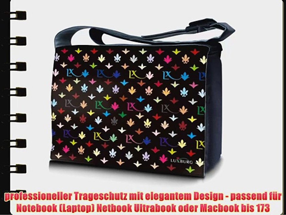 Luxburg? Design Messenger Bag Notebooktasche Umh?ngetasche f?r 173 Zoll Motiv: LX Muster schwarz