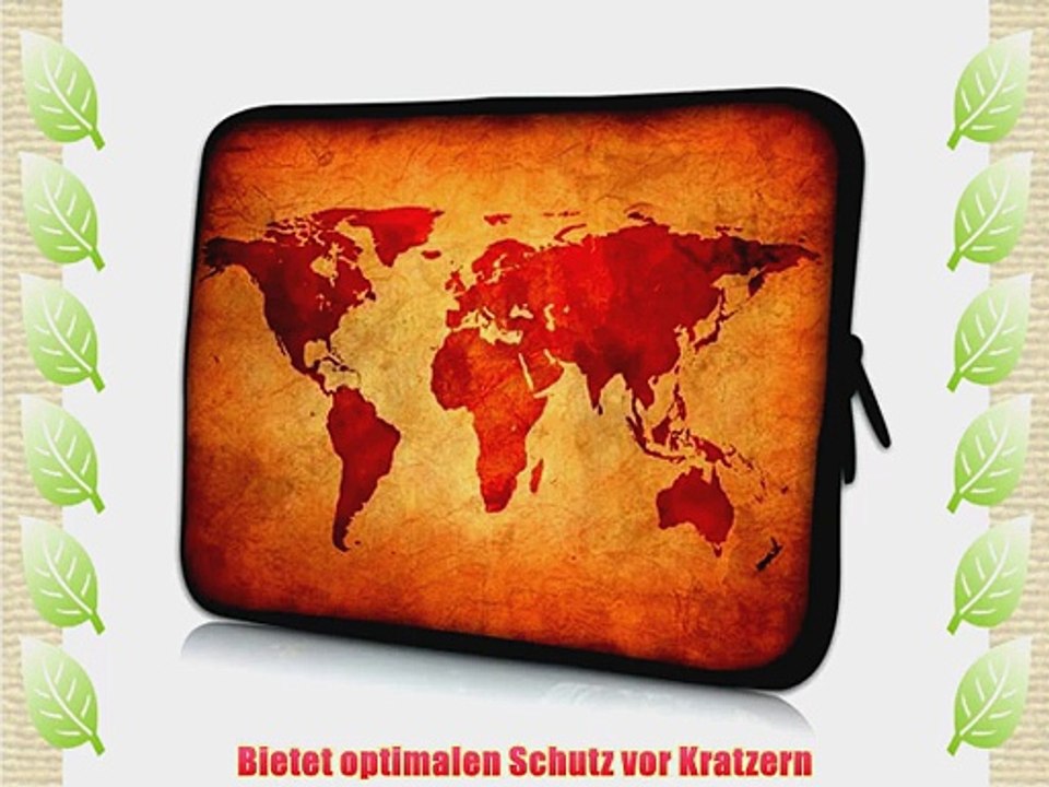 Pedea Design neopren Tasche f?r Tablet 256 cm (101 Zoll) brown global map