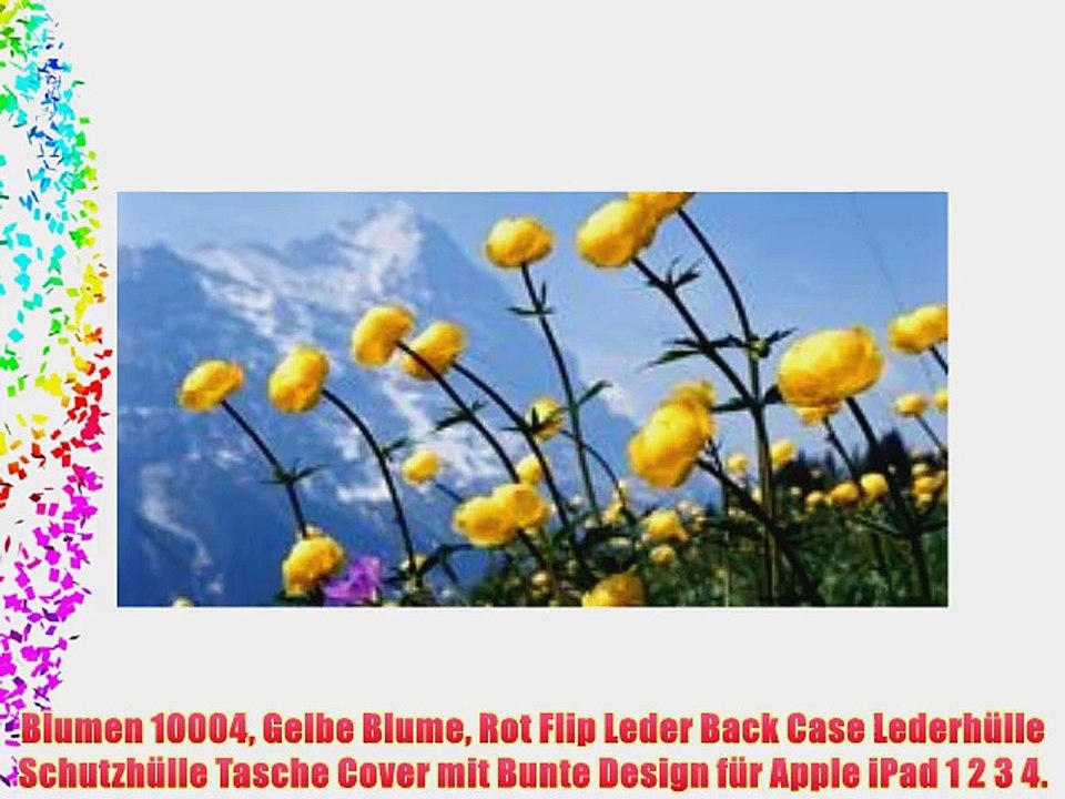 Blumen 10004 Gelbe Blume Rot Flip Leder Back Case Lederh?lle Schutzh?lle Tasche Cover mit Bunte