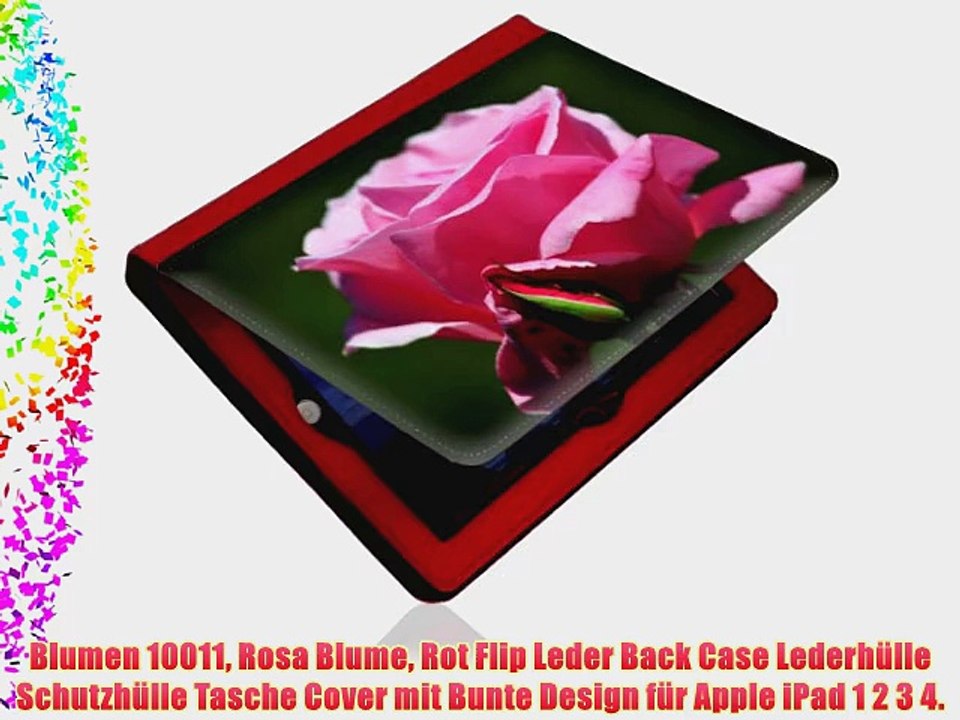 Blumen 10011 Rosa Blume Rot Flip Leder Back Case Lederh?lle Schutzh?lle Tasche Cover mit Bunte