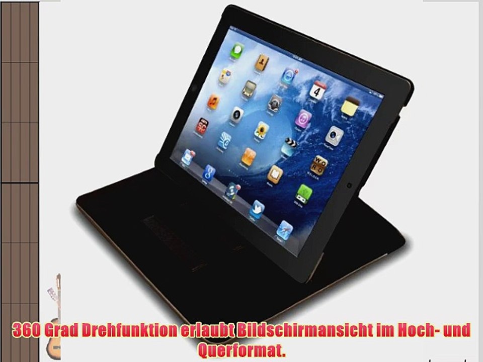 Eule 10006 Nachteule Schwarz iPad 4 3 2 Smart Back Case Leder Tasche Shutzh?lle H?lle - 360