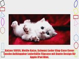 Katzen 10059 Wei?e Katze Schwarz Leder Klap Case Cover Tasche Aufklappbar Lederh?lle Flipcase