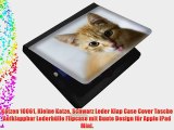 Katzen 10061 Kleine Katze Schwarz Leder Klap Case Cover Tasche Aufklappbar Lederh?lle Flipcase