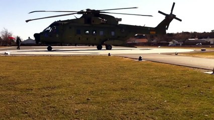 Helicopter takeoff Bornholm Hospital