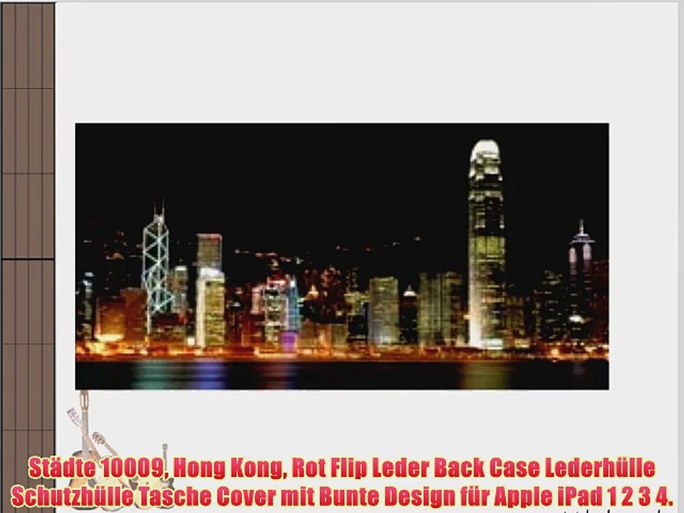 St?dte 10009 Hong Kong Rot Flip Leder Back Case Lederh?lle Schutzh?lle Tasche Cover mit Bunte
