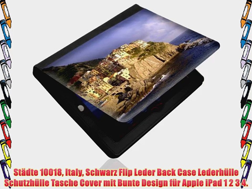 St?dte 10018 Italy Schwarz Flip Leder Back Case Lederh?lle Schutzh?lle Tasche Cover mit Bunte
