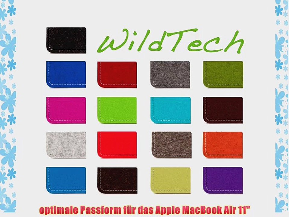 WildTech Sleeve f?r Apple MacBook Air 11 Filz H?lle Tasche Case Cover - 17 Farben (Handmade