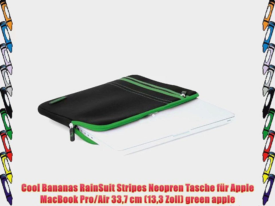 Cool Bananas RainSuit Stripes Neopren Tasche f?r Apple MacBook Pro/Air 337 cm (133 Zoll) green