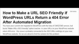 How to Make a URL SEO Friendly if WordPress URLs Return a 404 Error After Automated Migration