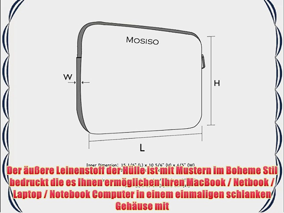 Mosiso - Boh?me Stil Canvas-Gewebe H?lle Sleeve Tasche f?r 381-396 cm (15-156 Zoll) Laptop